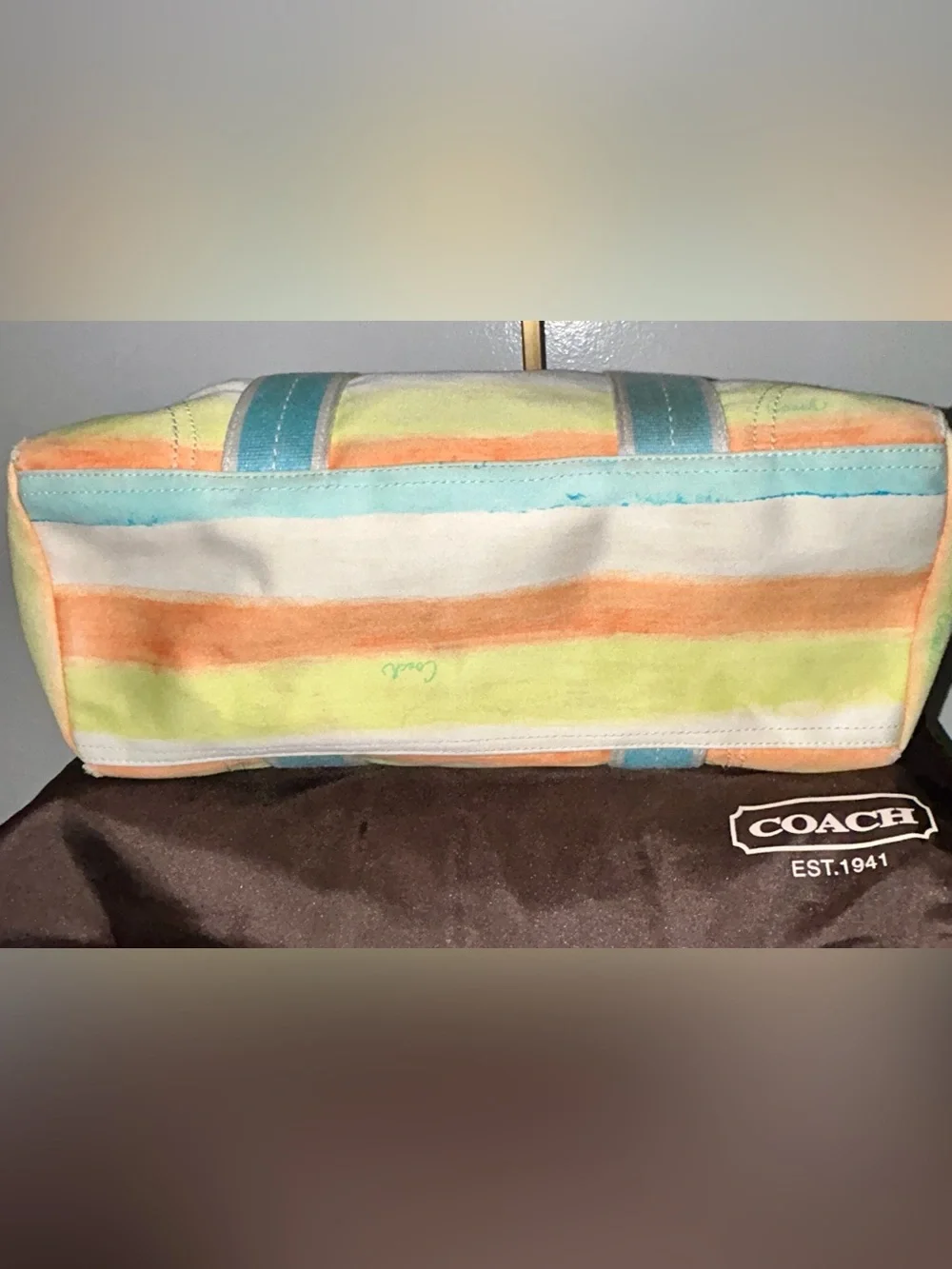 Coach Hamptons Watercolor Paste Stripes Tote.  Released in 2006